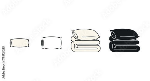 Cozy Bedding and Pillows Illustration Collection: Linen, Blankets, and Cushions for Home Decor and Comfort, Graphic Resource for Interior Design Projects, Relaxation, Sleep, Textiles, Accommodation, H