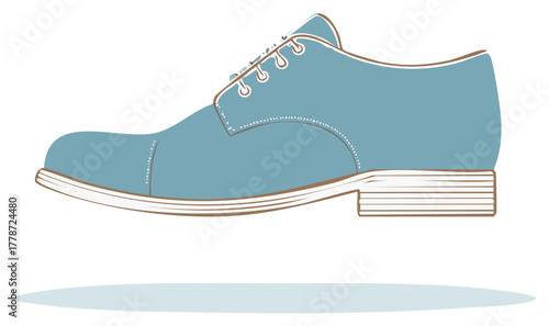 Vector Illustration of a Stylish Blue Men's Oxford Dress Shoe in Profile