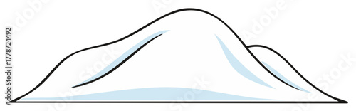 Snowy Mountain Peaks with Black Outlines: Winter Landscape Illustration and Vector Graphic