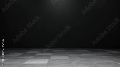 Dark Empty Room With Concrete Floor and Spotlights Shining Down in Atmospheric Mood