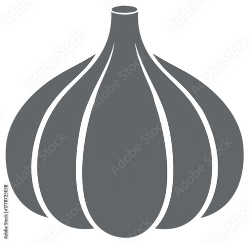 Stylized gray garlic bulb vector icon a minimalist graphic of a whole seasoning vegetable
