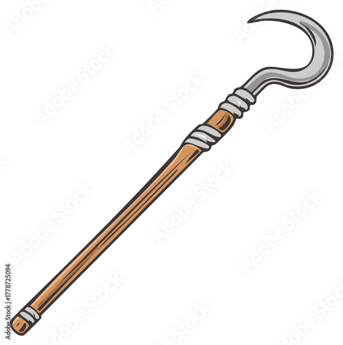 Ancient Egyptian Pharaoh's crook scepter or traditional shepherd's staff vector art