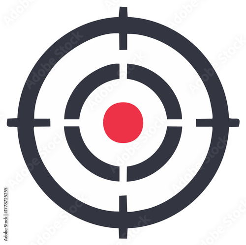 Graphic of a target with a red bullseye and crosshairs signifying focus and accuracy