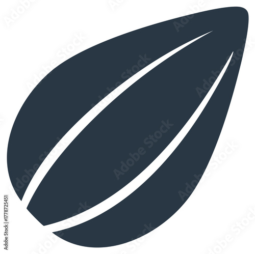 Dark Blue Elliptical Seed Silhouette with Two Parallel Stripes