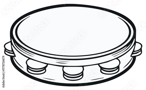 Line Art Tambourine Illustration Percussion Instrument Band Equipment