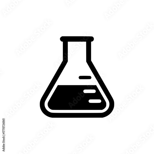 Experiment in progress conical flask with liquid