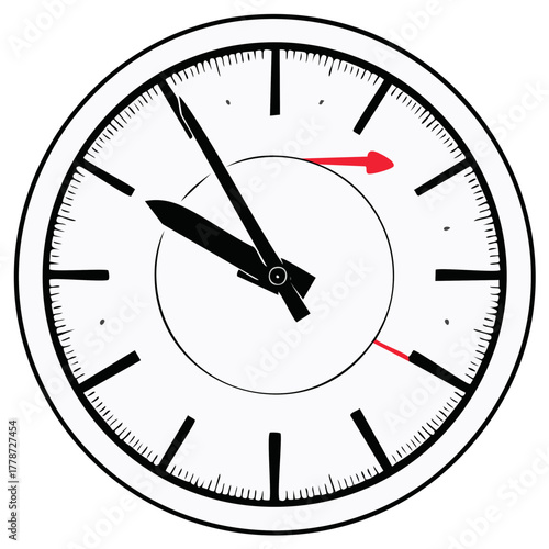 Clock Face with Second Hand Minute Hand Hour Hand Round Clockface Illustration