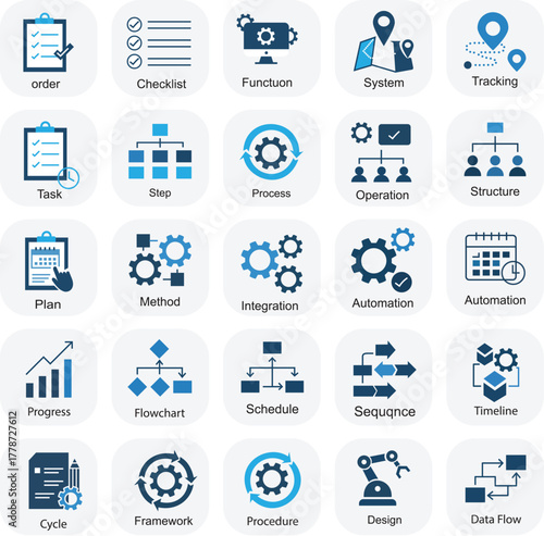 icon set Order Checklist Workflow Process