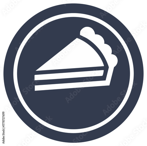 Sweet pie pastry icon with a wavy crust in a circular design