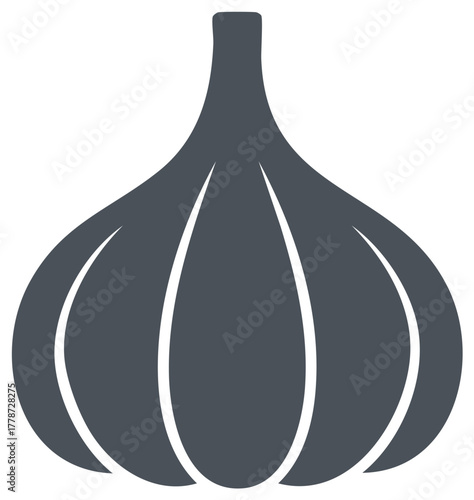 Stylized single bulb garlic icon with clean lines and isolated on white