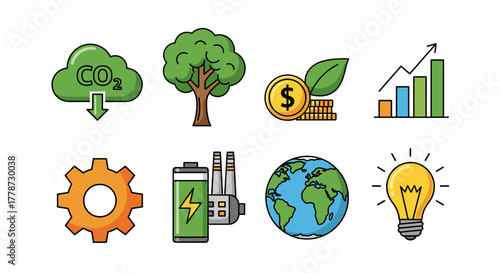 Conceptual Ecology and Green Energy Solutions: Pictorial Representation of Carbon Dioxide Reduction, Sustainable Investment, and Worldwide Environmental Conservation for Business Presentations and Inn