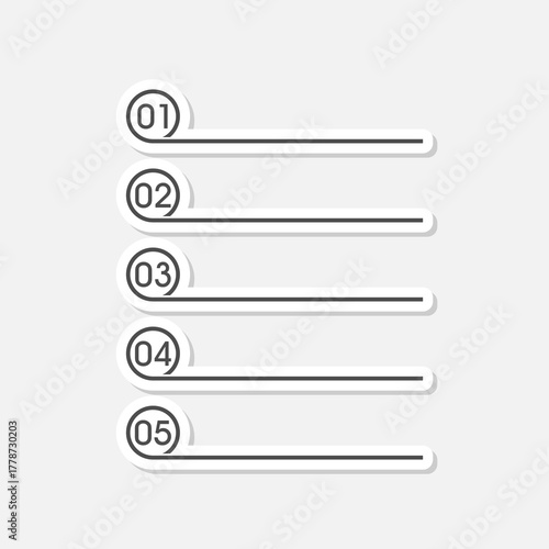 Numbered list icon sticker isolated on gray background