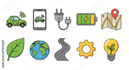 Electric Vehicle Eco-Friendly Transportation Charging with Renewable Energy Sources in a Clean Environment for Sustainable Living and Green Technology Solutions Presentation, a Modern Concept Illustra