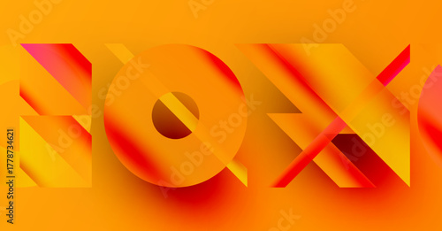 Bright orange text spells NOX. Layers create depth, vibrant gradients dominate design. Modern aesthetic, bold typography.