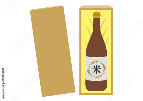 木箱に入った米焼酎のイラスト
