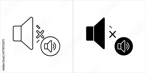 Mute speaker icon outline and filled versions