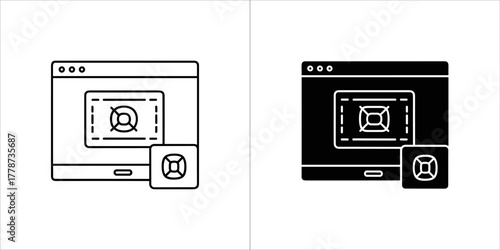 Window with screen and icon outline and filled versions