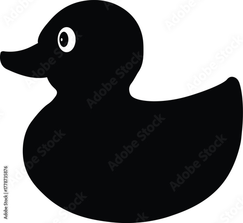 Toy duck silhouette vector illustration cute rubber duck icon for kidsbath toys and childhood design concepts