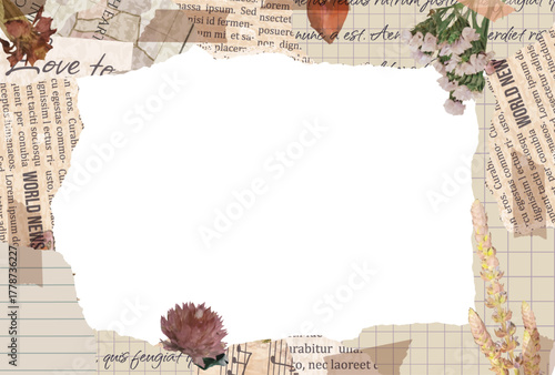 old newspaper flower frame