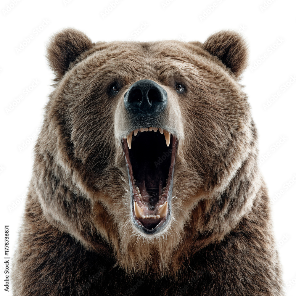 Obraz premium Angry Bear Isolated on Transparent Background. PNG.