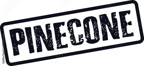 Distressed black Pinecone word stamp for nature related projects and forest themes