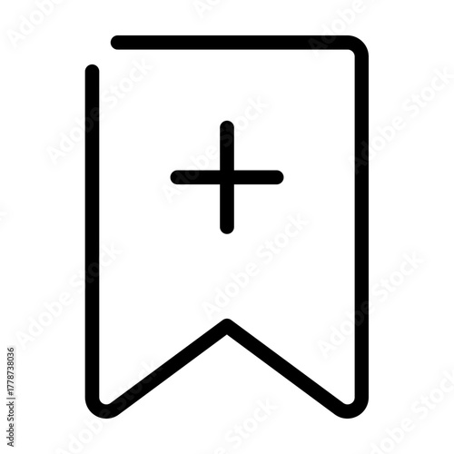 Bookmark with plus symbol for adding new saved items.