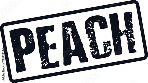 Distressed Peach Word Stamp for Fruity Themes and Sweet Culinary Communications