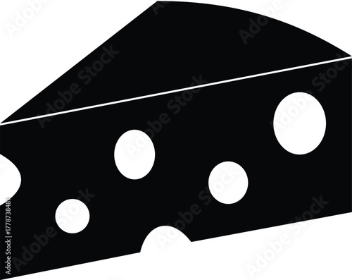 Flat design swiss cheese wedge silhouette isolated vector illustration of dairy food symbol on white background