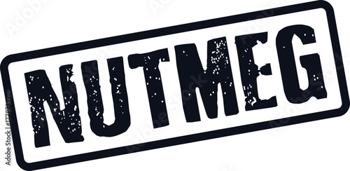 Grunge textured Nutmeg spice word mark for culinary themes and ingredient labeling applications