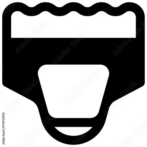 Adult diaper. Outlined stroke vector icon with black-filled details.