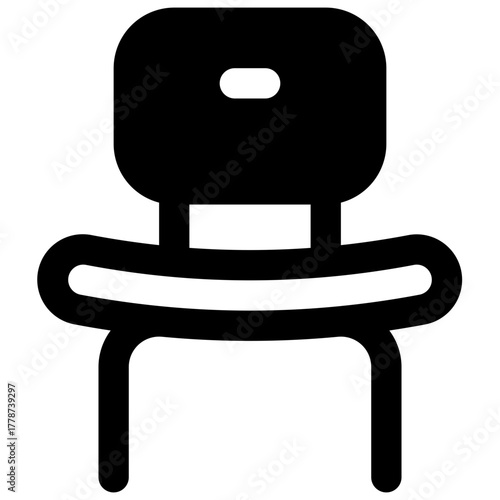 Bath chair. Outlined stroke vector icon with black-filled details.