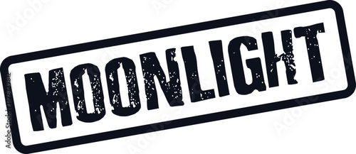 Distressed Dark Blue MOONLIGHT Stamp Evoking Serene Night Sky Visions and Celestial Glow