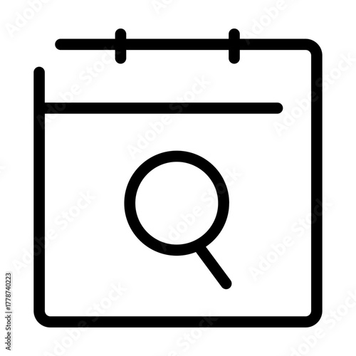 Calendar icon with magnifying glass for searching dates, events, or schedules.