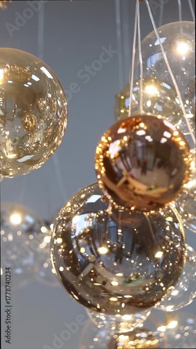 Hanging New Year's lights are shining