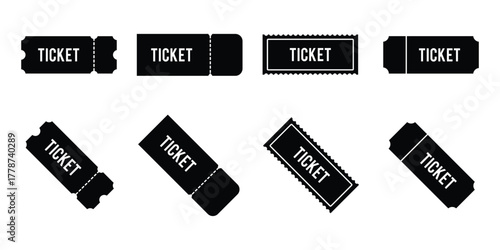  ticket different style icon set . Ticket icon  set on white background. Vector illustration . eps 10 