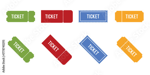  ticket different style icon set . Ticket icon  set on white background. Vector illustration . eps 10 