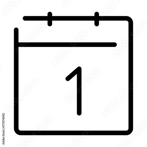 Minimal calendar with number one for first day, start date, or beginning of event.