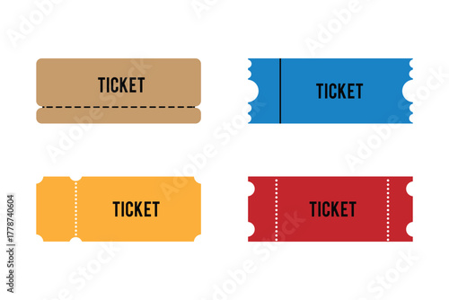 Tickets icon set in filled and outlined black color, isolated on white background . Ticket Icon Design Vector Symbol Coupon . eps 10