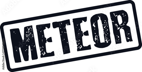 Grunge style Meteor word in a black rectangular stamp for space exploration concepts