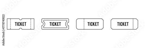 A set of vintage old ticket icons. Retro ticket design template. Tickets for cinema, movie, circus, carnival, film, festival, etc. Vector illustration. eps 10