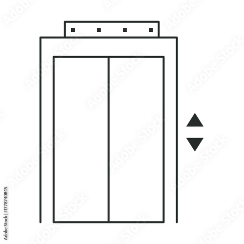 Elevator icon line lift way up and down lobby hall sign, Simple symbol. Passenger elevator, slide door. 