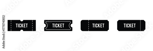 A set of vintage old ticket icons. Retro ticket design template. Tickets for cinema, movie, circus, carnival, film, festival, etc. Vector illustration. eps 10