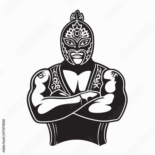 Mexican Wrestler Lucha Libre Logo Vector Design on white background