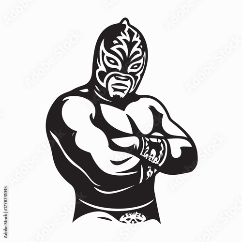 Luchador Mask Mexican Wrestling Logo Vector on white background