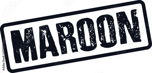 Stylish Maroon Color Word Stamp with Distressed Rubber Texture on a Clean Surface