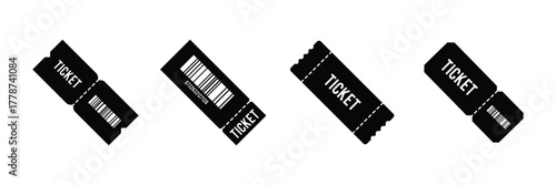 A set of vintage old ticket icons. Retro ticket design template. Tickets for cinema, movie, circus, carnival, film, festival, etc. Vector illustration. eps 10