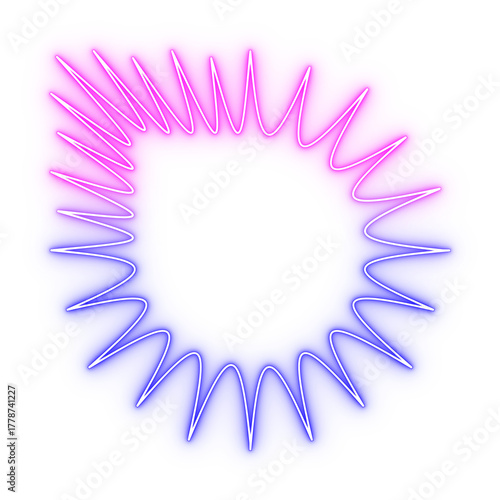 Pink and blue neon glowing spiral frame with modern light wave design PNG