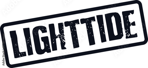 LIGHTTIDE word in a grunge stamp style symbolizes natural movement and a gradual changing flow