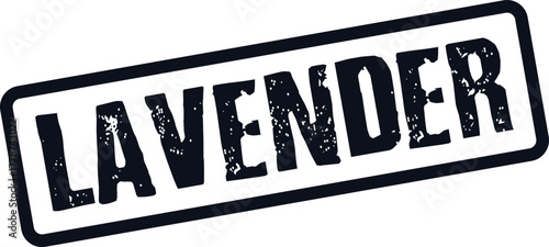 Black grunge text stamp reading Lavender for a floral scented product design element