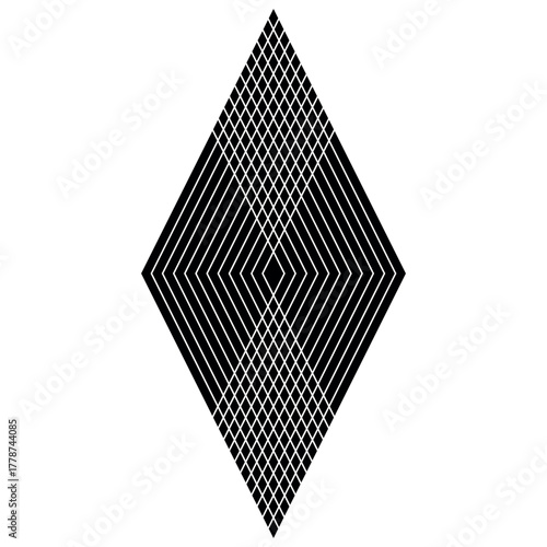 logo diamond grid optical illusion with concentric lines and visual depth